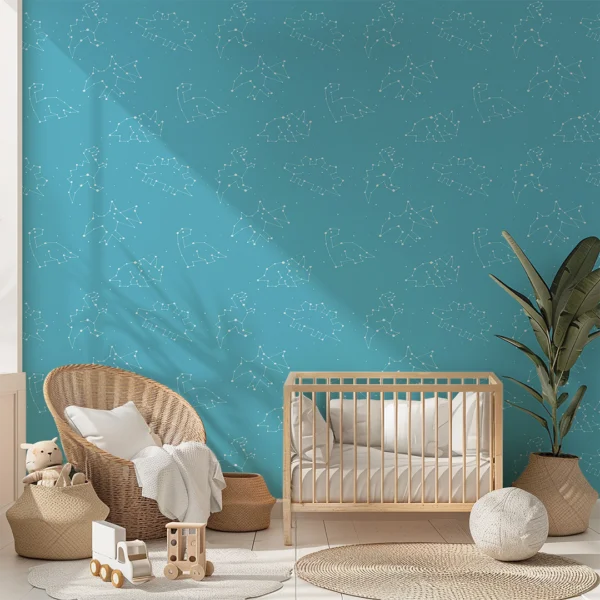 Celestial Dinosaurs Light Blue Background | Art Studio