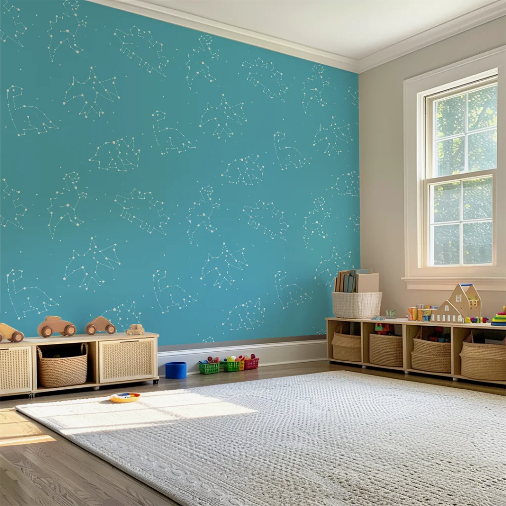 Celestial Dinosaurs Light Blue Background | Art Studio
