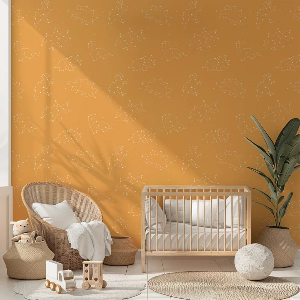 Celestial Dinosaurs Pastel Orange Background | Art Studio