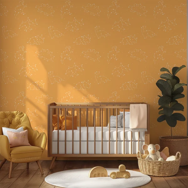 Celestial Dinosaurs Pastel Orange Background | Art Studio