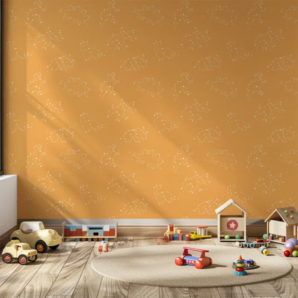 Celestial Dinosaurs Pastel Orange Background | Art Studio
