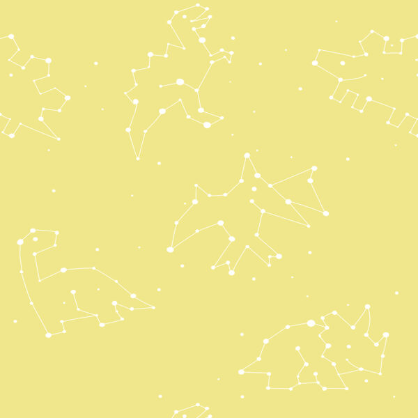 Celestial Dinosaurs Pastel Yellow Background | Art Studio