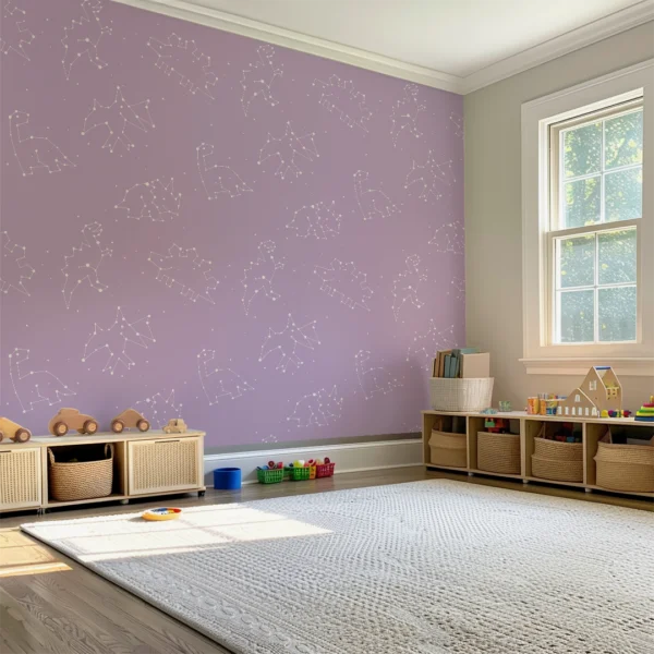 Celestial Dinosaurs Lavender Background