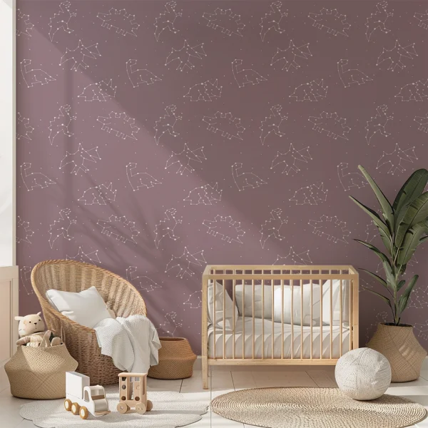 Celestial Dinosaurs Mauve Background