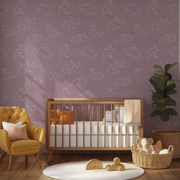 Celestial Dinosaurs Mauve Background