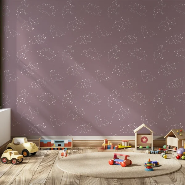 Celestial Dinosaurs Mauve Background