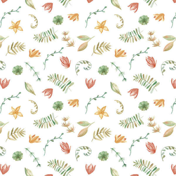 Watercolor Floral and Ferns