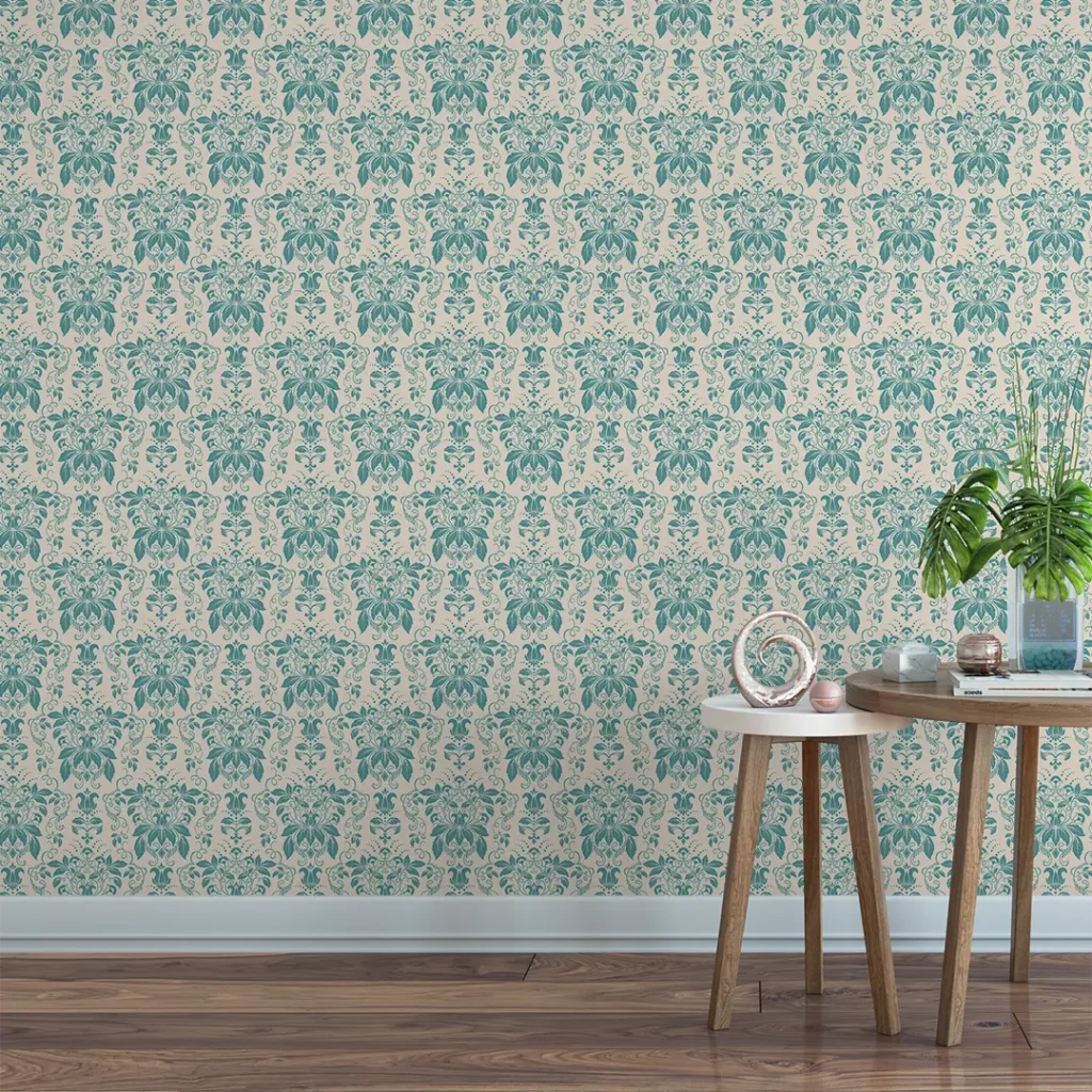 Tuscan Teal Veridian Damask - art studio ke