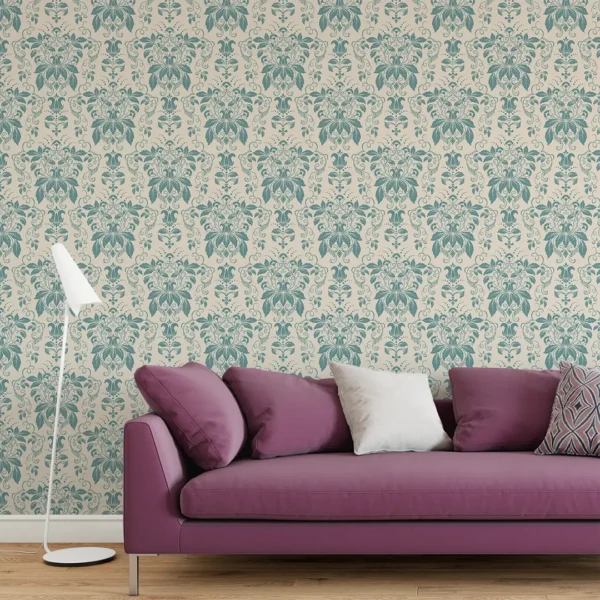 Tuscan Teal Veridian Damask - art studio ke