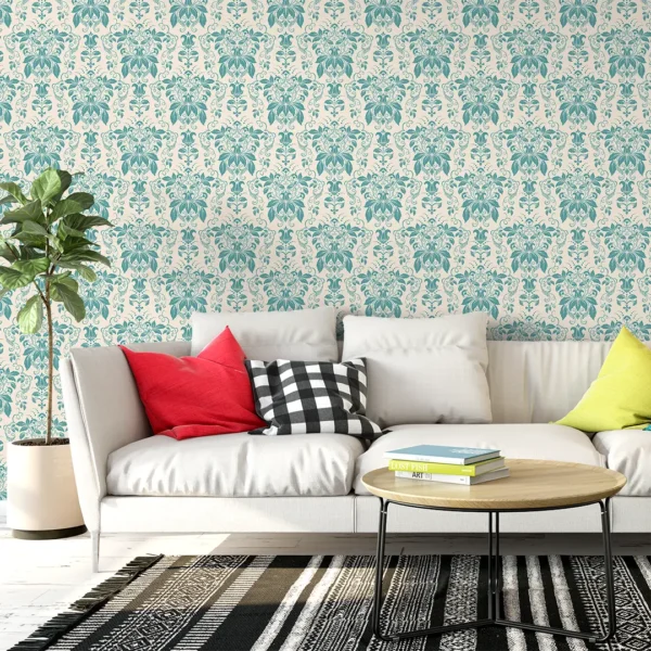 Tuscan Teal Veridian Damask - art studio ke