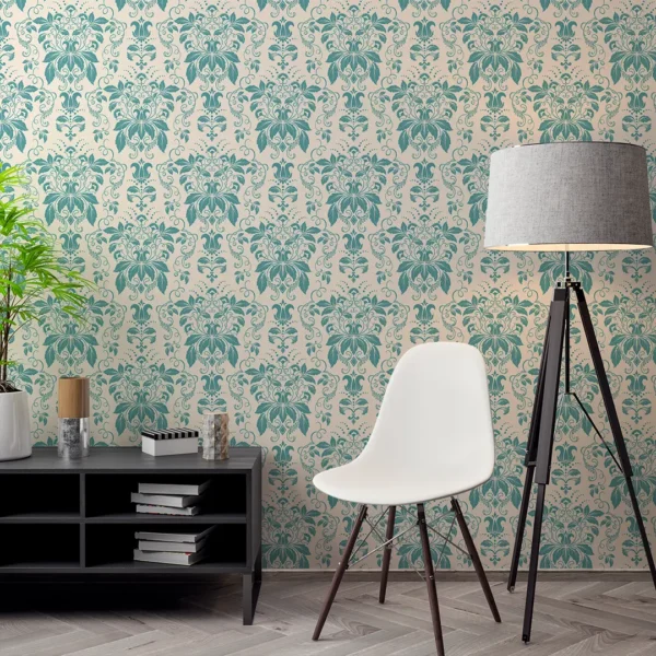 Tuscan Teal Veridian Damask - art studio ke