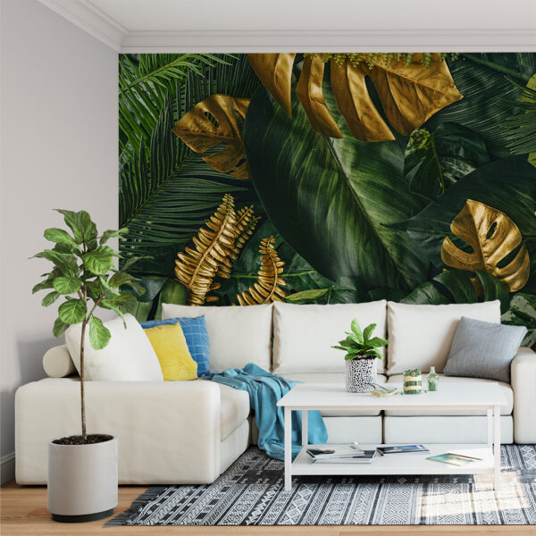 Monstera Gold Mural - Art Studio Ke