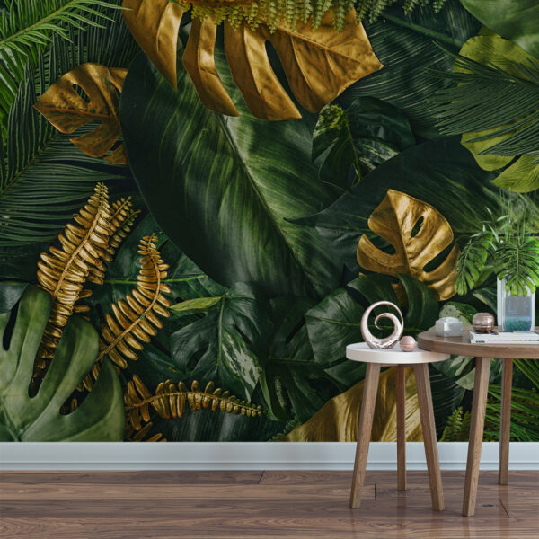 Monstera Gold Mural - Art Studio Ke