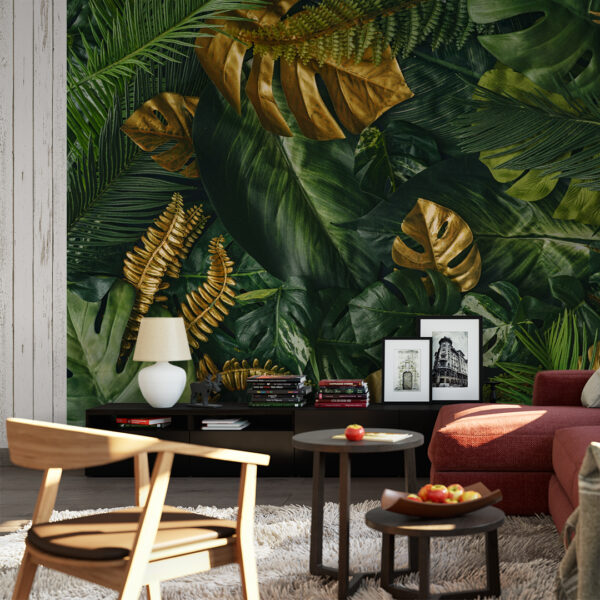 Monstera Gold Mural - Art Studio Ke
