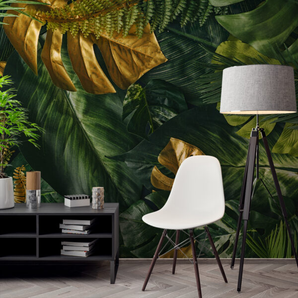 Monstera Gold Mural - Art Studio Ke