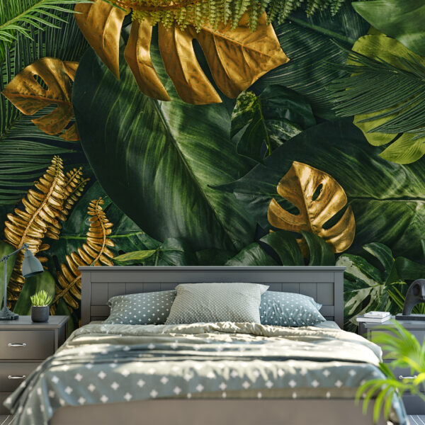 Monstera Gold Mural - Art Studio Ke