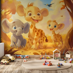Safari Friends Nursery Wall Mural – Baby Animals