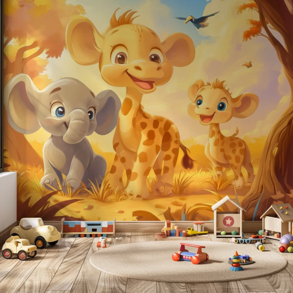 Safari Friends Nursery Wall Mural – Baby Animals