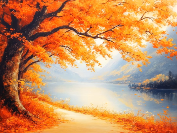 Autumn Lakeside Path Wall Mural - Image 6
