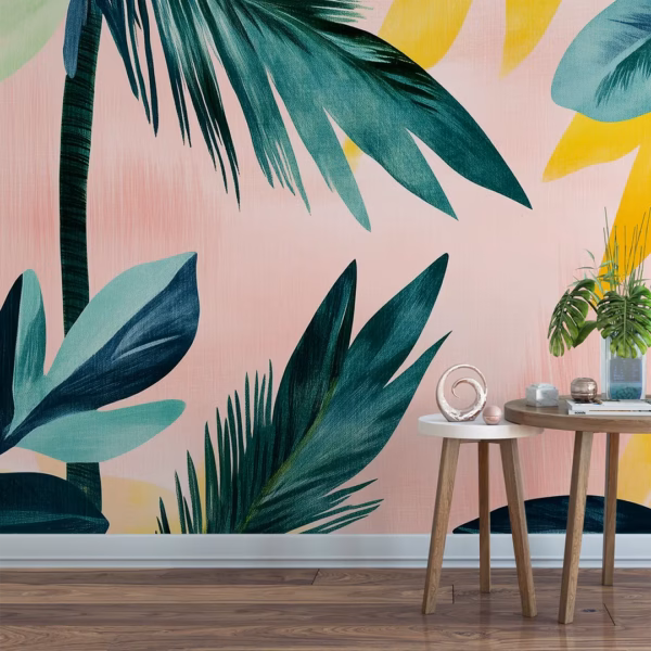 tropical palm leaf wallpaper mural